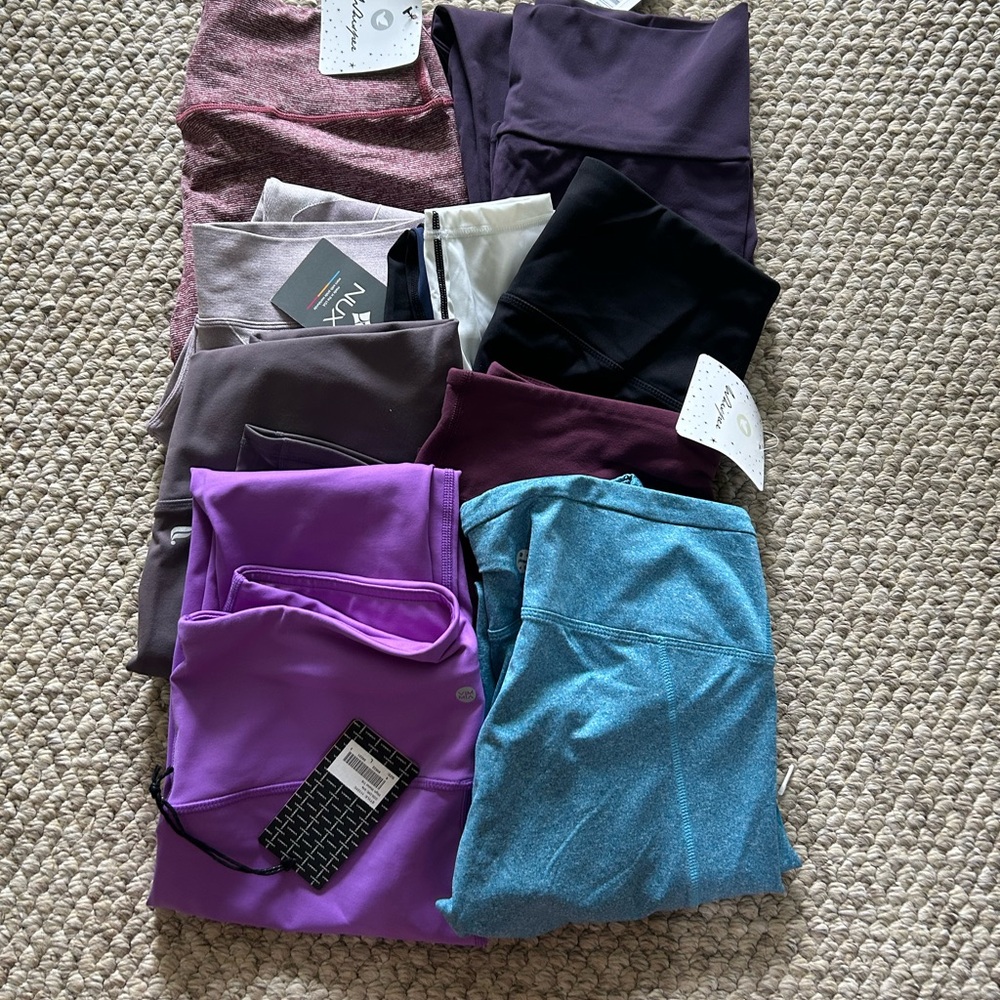 Leggings lot new with tags fabletics, nux, Vimmia, rune nyc, whisper and more